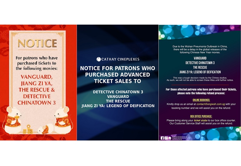 Notice: CNY Movie Screenings Delayed Indefinitely Amid Wuhan Pneumonia Outbreak (Refunds Available)